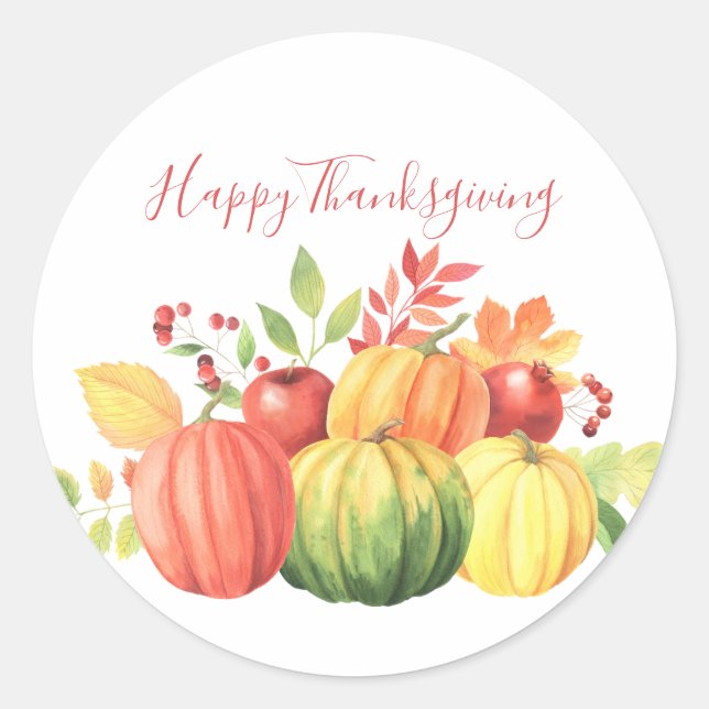 Thanksgiving Rustic Pumpkin Sticker (Front)