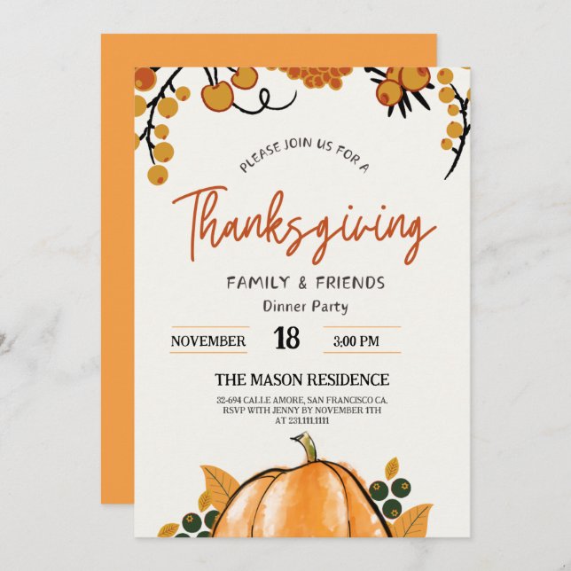 Thanksgiving Rustica Invitation (Front/Back)