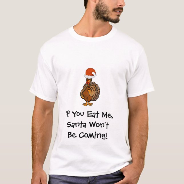 Thanksgiving Santa Turkey Funny T-shirt (Front)