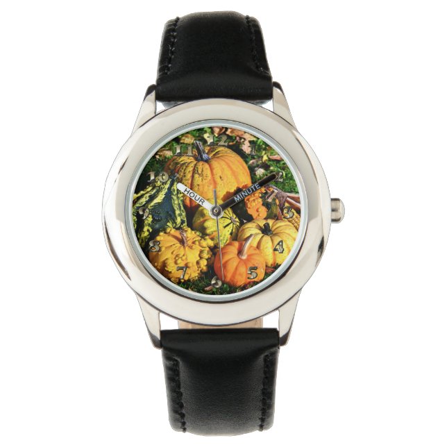 Thanksgiving Scene with Pumpkins-Corn-Gourds Watch (Front)