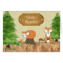 Thanksgiving Scrapbook-look Woods with Foxes