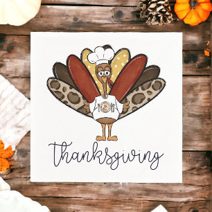 Thanksgiving Script Turkey Give Thanks Plate Napkin