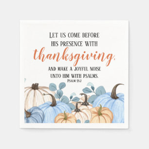 Thanksgiving Scripture Blue Pumpkin Patch Napkin