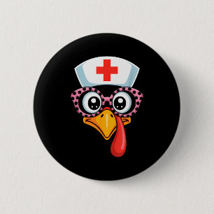 Thanksgiving Scrub Funny Turkey Face Nurse Holiday 6 Cm Round Badge