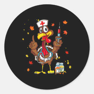 Thanksgiving Scrub Tops Turkey Nurse Holiday Nursi Classic Round Sticker