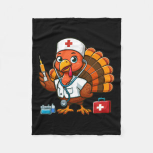 Thanksgiving Scrub Tops Women Girls Turkey Nurse F Fleece Blanket