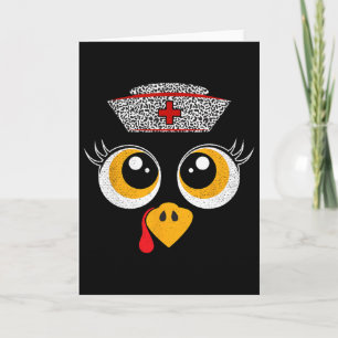 Thanksgiving Scrub Tops Women Turkey Face Nurse Ho Card