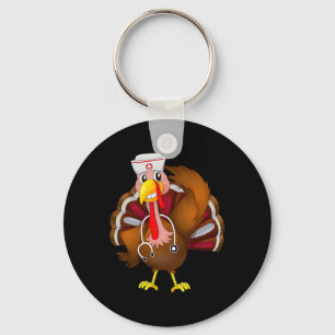 Thanksgiving Scrub Tops Women Turkey Nurse Holiday Key Ring