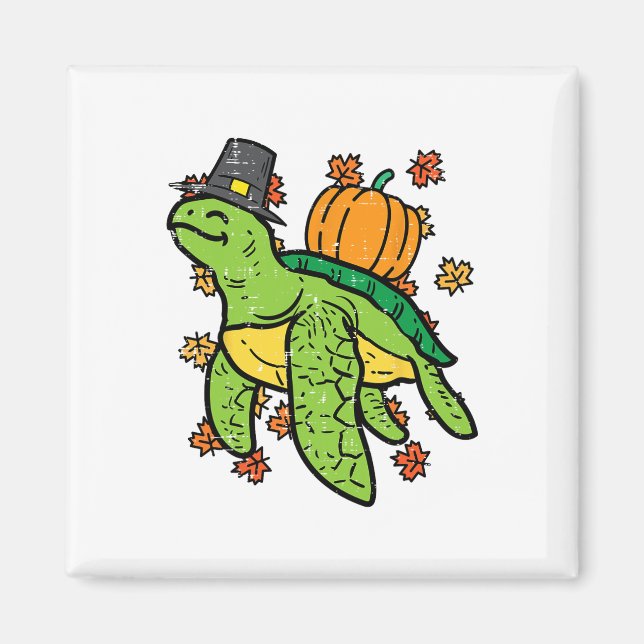 Thanksgiving Sea Turtle Cute Tortoise Fall Men Wom Magnet (Front)