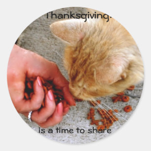 Thanksgiving Sharing with Animals Classic Round Sticker