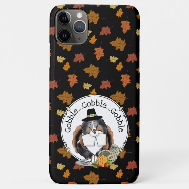 Thanksgiving Shetland Sheepdog (blue merle) Funny Case-Mate iPhone Case (Back)