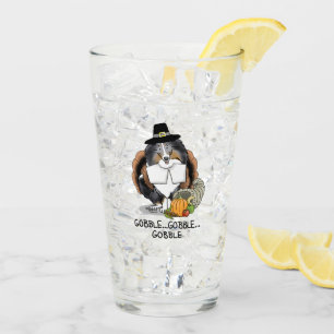 Thanksgiving Shetland Sheepdog (blue merle) Funny Glass