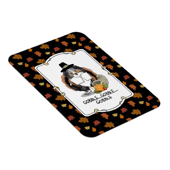 Thanksgiving Shetland Sheepdog (blue merle) Funny Magnet (Right Side)