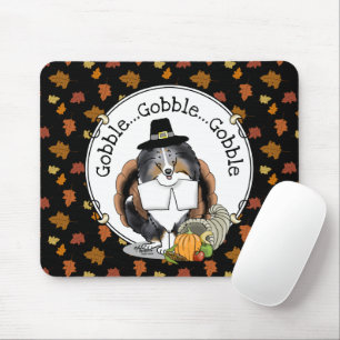 Thanksgiving Shetland Sheepdog (blue merle) Funny Mouse Pad