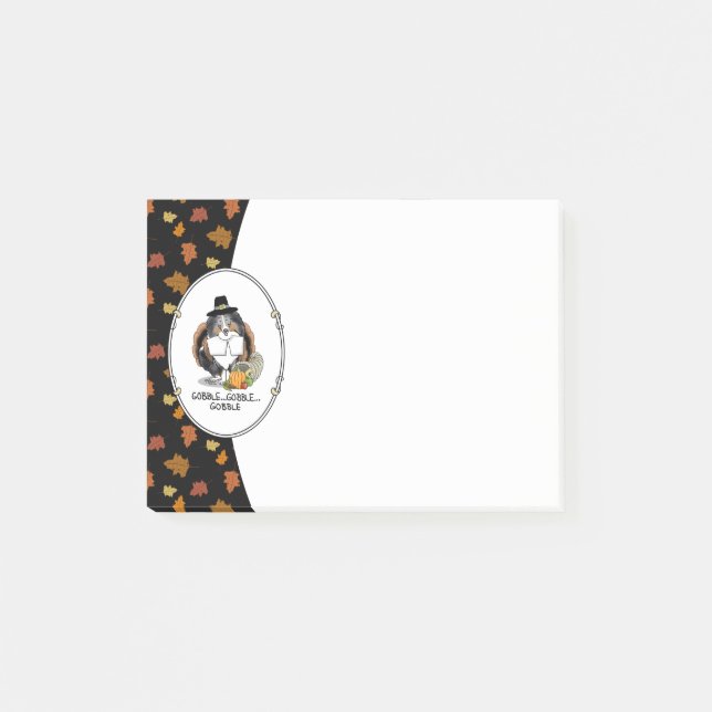 Thanksgiving Shetland Sheepdog (blue merle) Funny Post-it Notes (Front)
