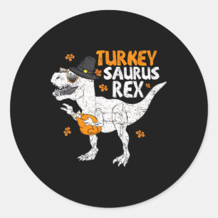 Thanksgiving Shirt Toddler Boys Kids Turkeysaurus  Classic Round Sticker