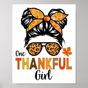 Thanksgiving Shirts For Girls Kids Thankful Girl M Poster