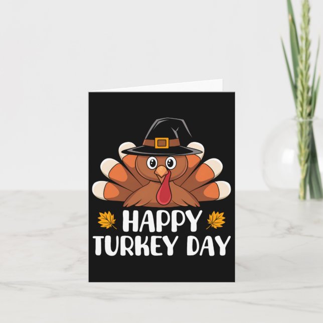 Thanksgiving Shirts For Kids Boys Toddler Happy Tu Card (Front)