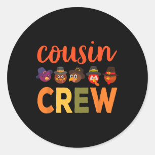 Thanksgiving Shirts For Kids Cousins Giving Boys G Classic Round Sticker