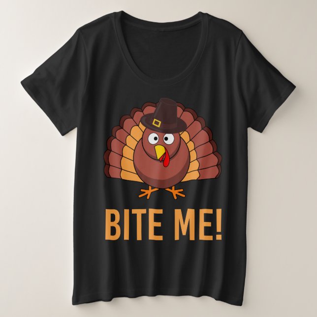 Thanksgiving Shirts For Women Plus Size Bite Me (Design Front)