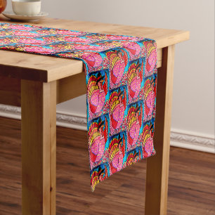 THANKSGIVING SMILING TURKEY SHORT TABLE RUNNER