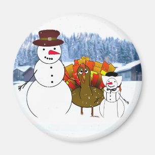 Thanksgiving Snowmen Magnet
