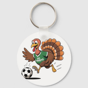 Thanksgiving Soccer Soccer Turkey Gobbler Key Ring
