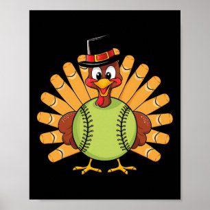 Thanksgiving Softll Player For Sports Holiday Turk Poster