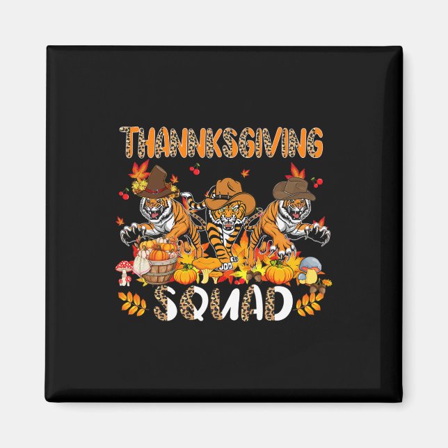 Thanksgiving Squad Leopard Three Fall Tigers Weari Magnet (Front)