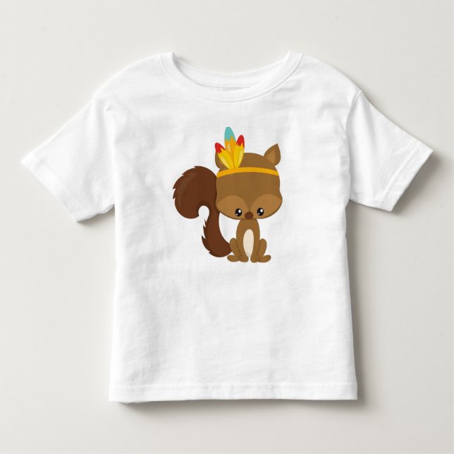 Thanksgiving Squirrel, Brown Squirrel, Feathers Toddler T-Shirt (Front)