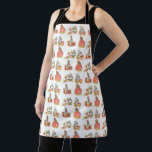 Thanksgiving Squirrels Apron<br><div class="desc">Autumn Squirrels apron features four patterned autumn squirrel watercolors of cute squirrels holding mugs of tea,  cider,  pecan pie,  and laying on a pumpkin.  A fun design to inspire your Fall baking! Perfect for squirrel lovers!</div>