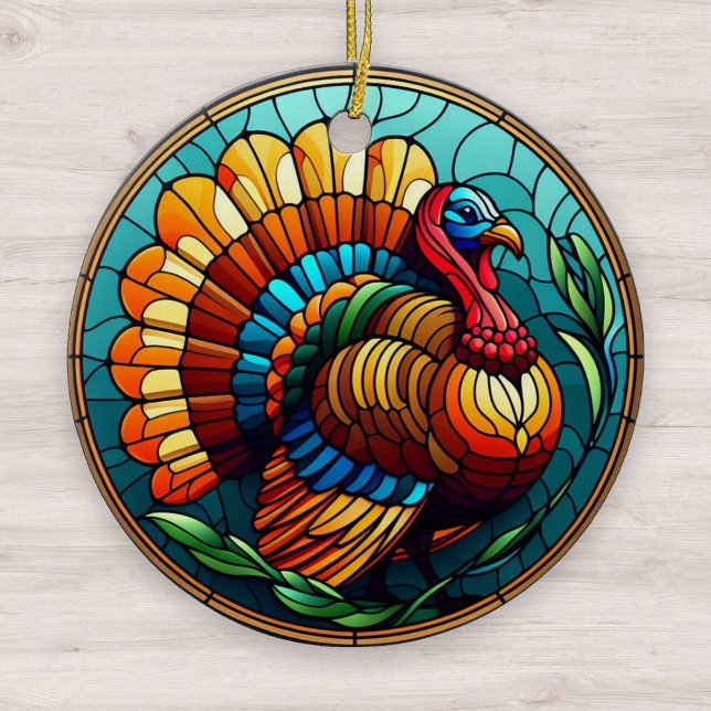 Thanksgiving Stained Glass Turkey Ceramic Tree Decoration (Creator Uploaded)