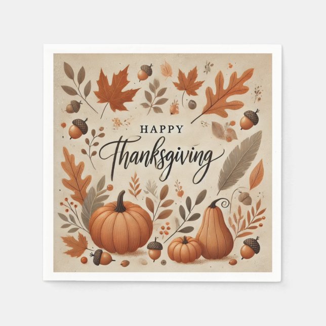 Thanksgiving Standard Cocktail Napkins  (Front)