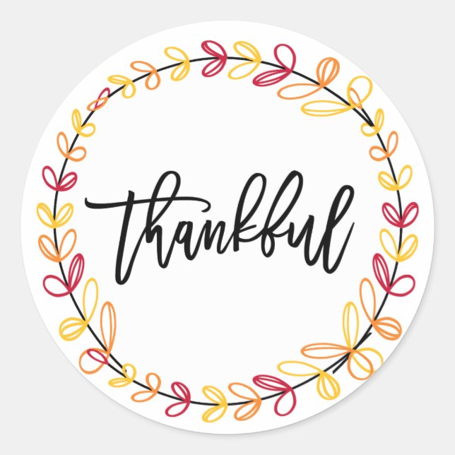Thanksgiving Sticker, November Wedding Favours Classic Round Sticker (Front)