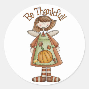 Thanksgiving Stickers/Be Thankful Country Girl Classic Round Sticker