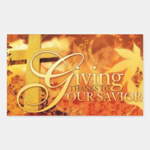 Thanksgiving Stickers/Giving Thanks to Our Saviour Rectangular Sticker