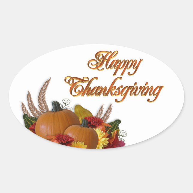 Thanksgiving Stickers/Pumpkins Oval Sticker (Front)