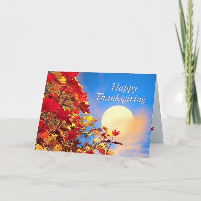 Thanksgiving Sun and Fall Tree Holiday Card (Front)