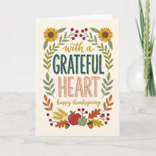 Thanksgiving Sunflower Gift Grateful Heart Fall Card