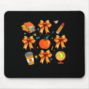 Thanksgiving Teacher Coquette Teacher Bow Autumn F Mouse Pad
