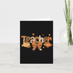 Thanksgiving Teacher Leopard Fall Pumpkin Autumn T Card
