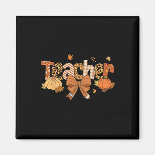 Thanksgiving Teacher Leopard Fall Pumpkin Autumn T Magnet