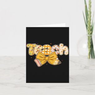 Thanksgiving Teacher Pencil Bow Fall One Thankful  Card