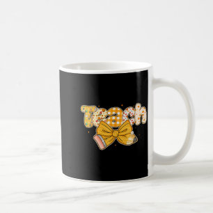 Thanksgiving Teacher Pencil Bow Fall One Thankful Coffee Mug