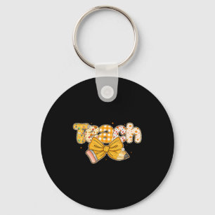 Thanksgiving Teacher Pencil Bow Fall One Thankful Key Ring