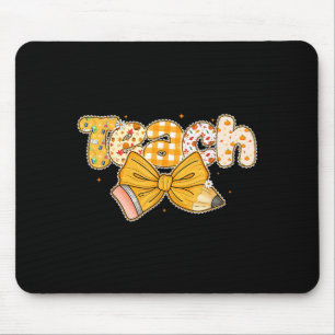 Thanksgiving Teacher Pencil Bow Fall One Thankful  Mouse Pad