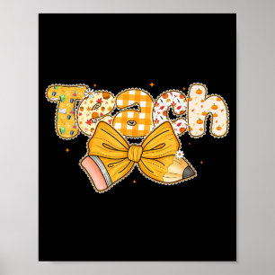 Thanksgiving Teacher Pencil Bow Fall One Thankful  Poster