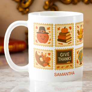 Thanksgiving Teacher Stamp Collage Cosy Fall Coffee Mug