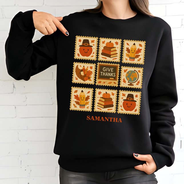 Thanksgiving Teacher Stamp Collage | Cosy Fall Sweatshirt (Creator Uploaded)