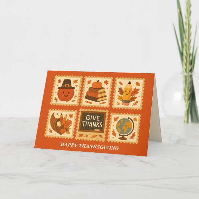 Thanksgiving Teacher Stamp Collage | Fall Card (Front)